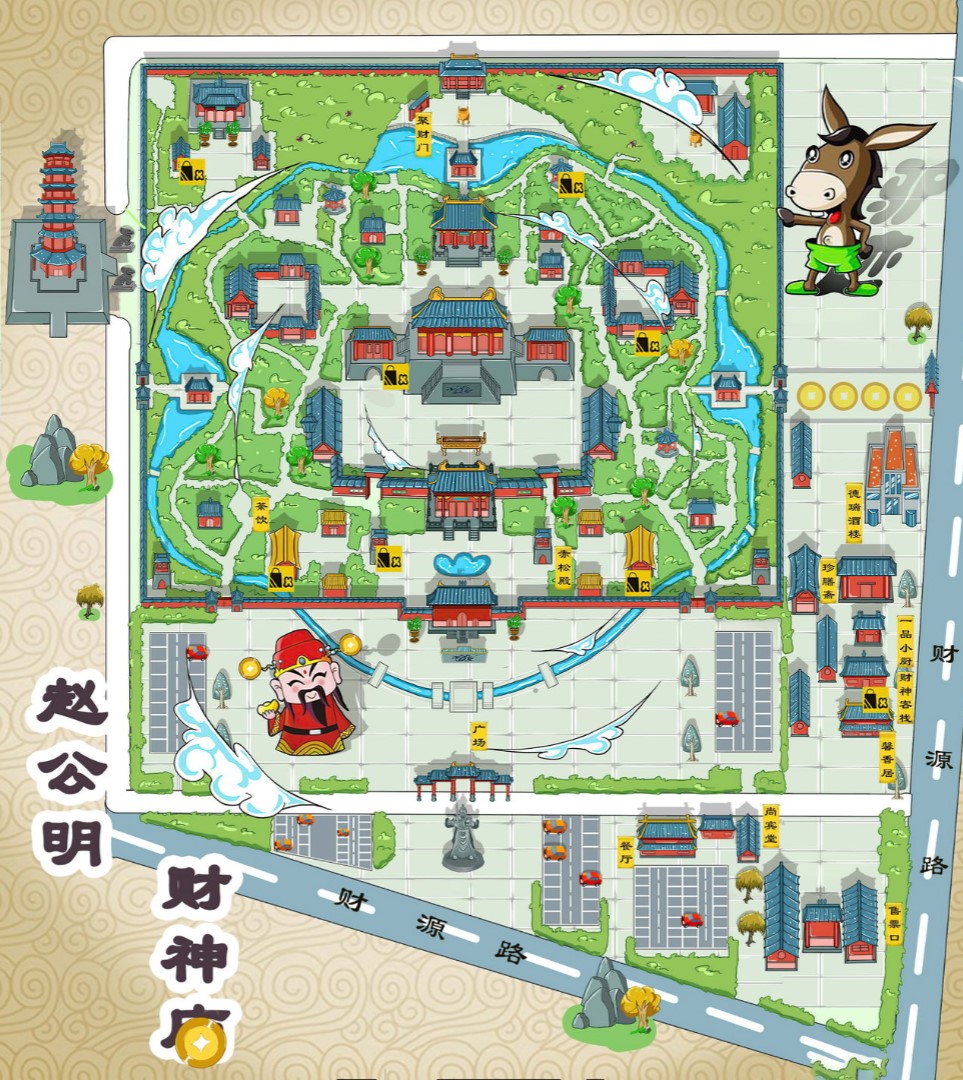 张湾寺庙类手绘地图